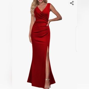 Woosea V Neck Sleeveless Long Dress Prom Formal Party